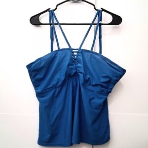 TIME & TRUE Blue One Piece Swimsuit Tankini Top Size XL